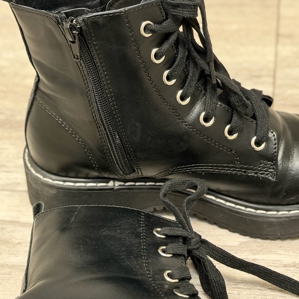 Madden Girl Black Combat Boots - Picture 9 of 10